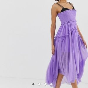 ASOS EDITION tulle dip back maxi dress with chain